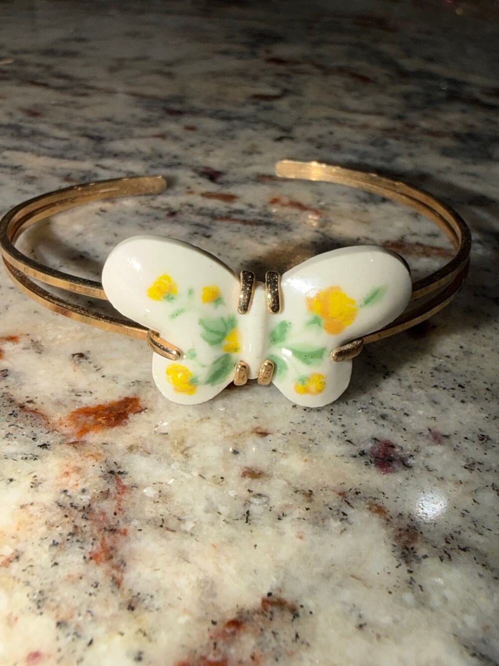 Avon Vintage Porcelain Butterfly Cuff Bracelet